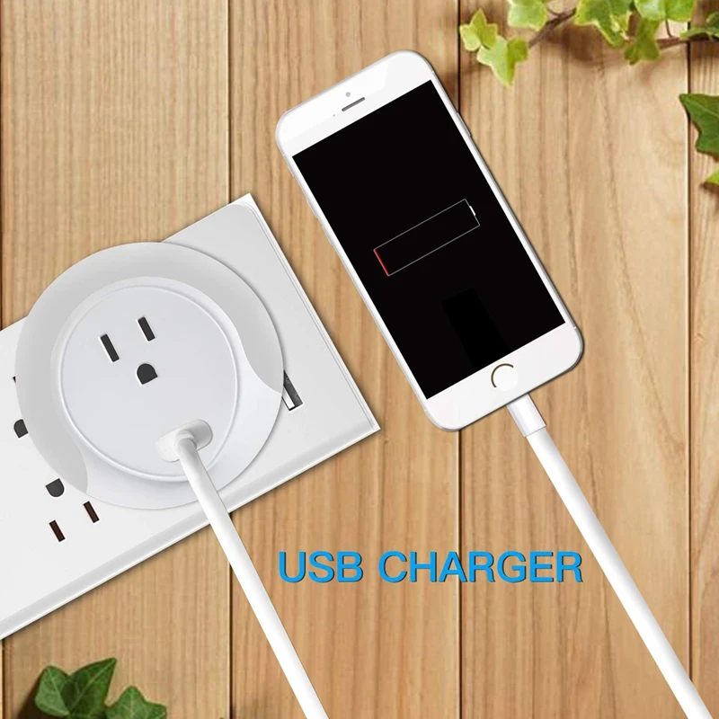 Smart Plug со вставными светодиодный ночной Светильник Wi-Fi-анав светодиодный смарт-розетка, зарядка через usb Порты и разъёмы, совместимый с Alexa, Google Assistant a