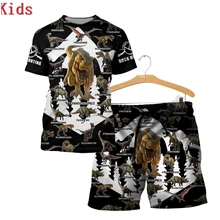 

Love Dinosaur 3D Printed T Shirts And Shorts Kids Funny Children's Suit Boy Girl Summer Short Sleeve Suit Kids Apparel 17