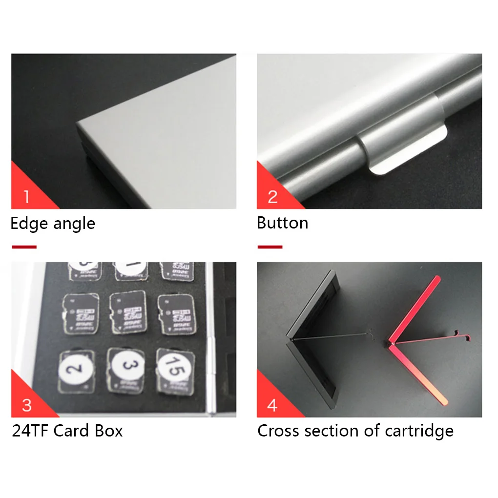 Лидер продаж современный стиль красный Алюминий слот для карт памяти для хранения Чехол коробка держатели для памяти Micro SD карты 24TF