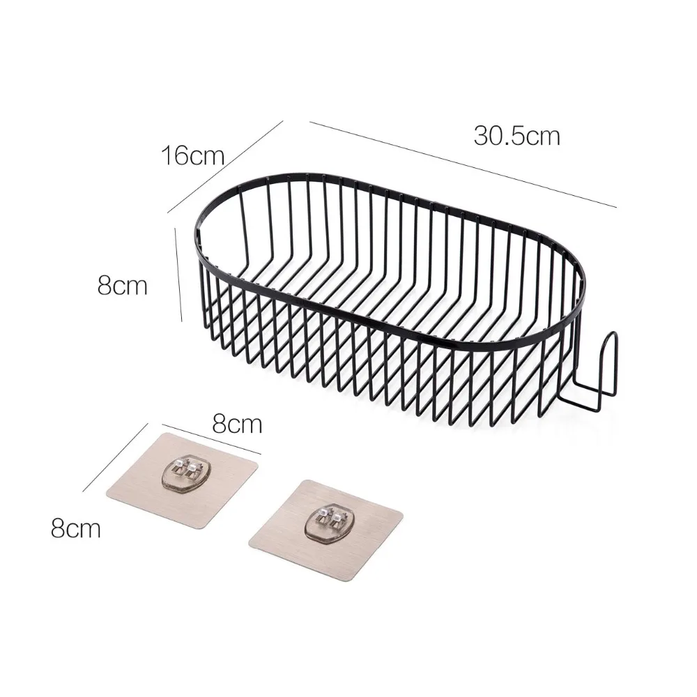 Iron Art Bathroom Oval Multifunction Hanging Basket Punch-free Bathroom Washing Rack Home Organizer