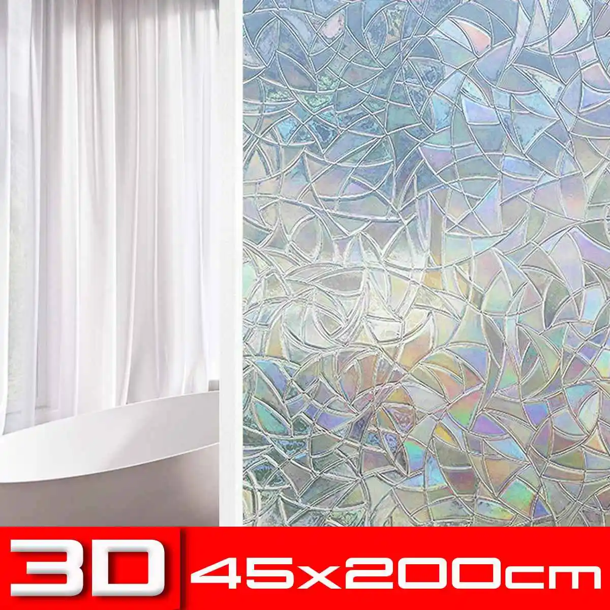 Новинка 45x200 см 3D без клея статическое декоративное окно цветная пленка для витражного стекла не клейкая пленка анти УФ-стекло стикер