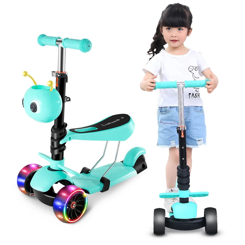 

Manufacturers Direct Selling Three-in-One Scooter Tricycle Flash Adjustable Foldable Scooter CHILDREN'S Walkers