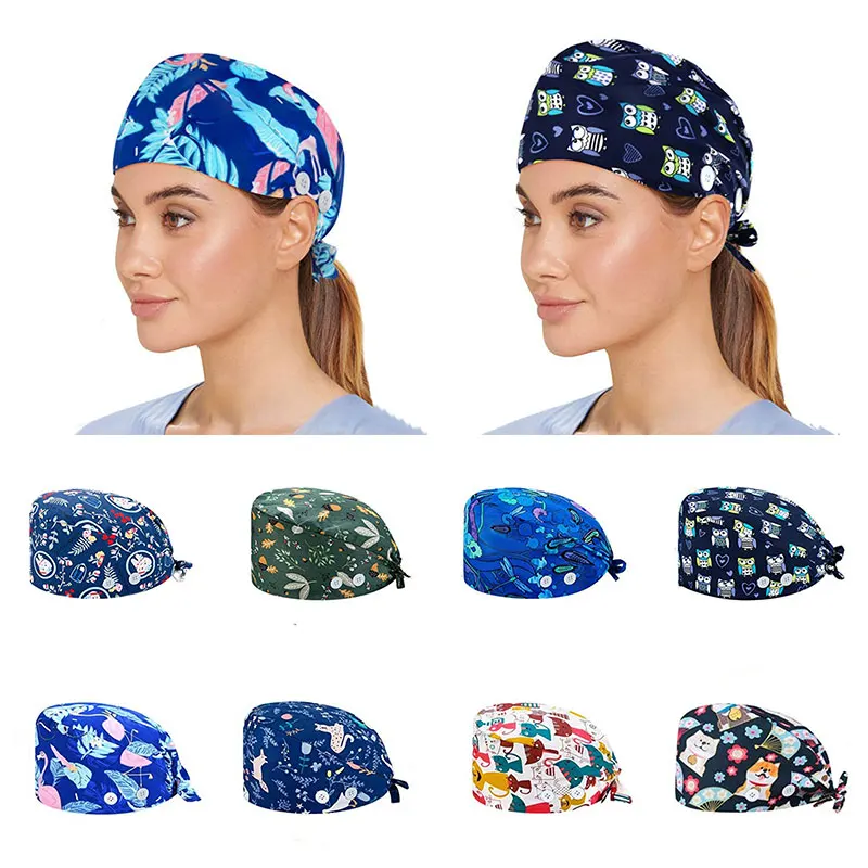 Solid Color Medical Scrub Hat Hospital Doctor Work Caps Health Worker Scrub Cap Pet clinic nurse Beautician nursing scrubs hat best beanies for men