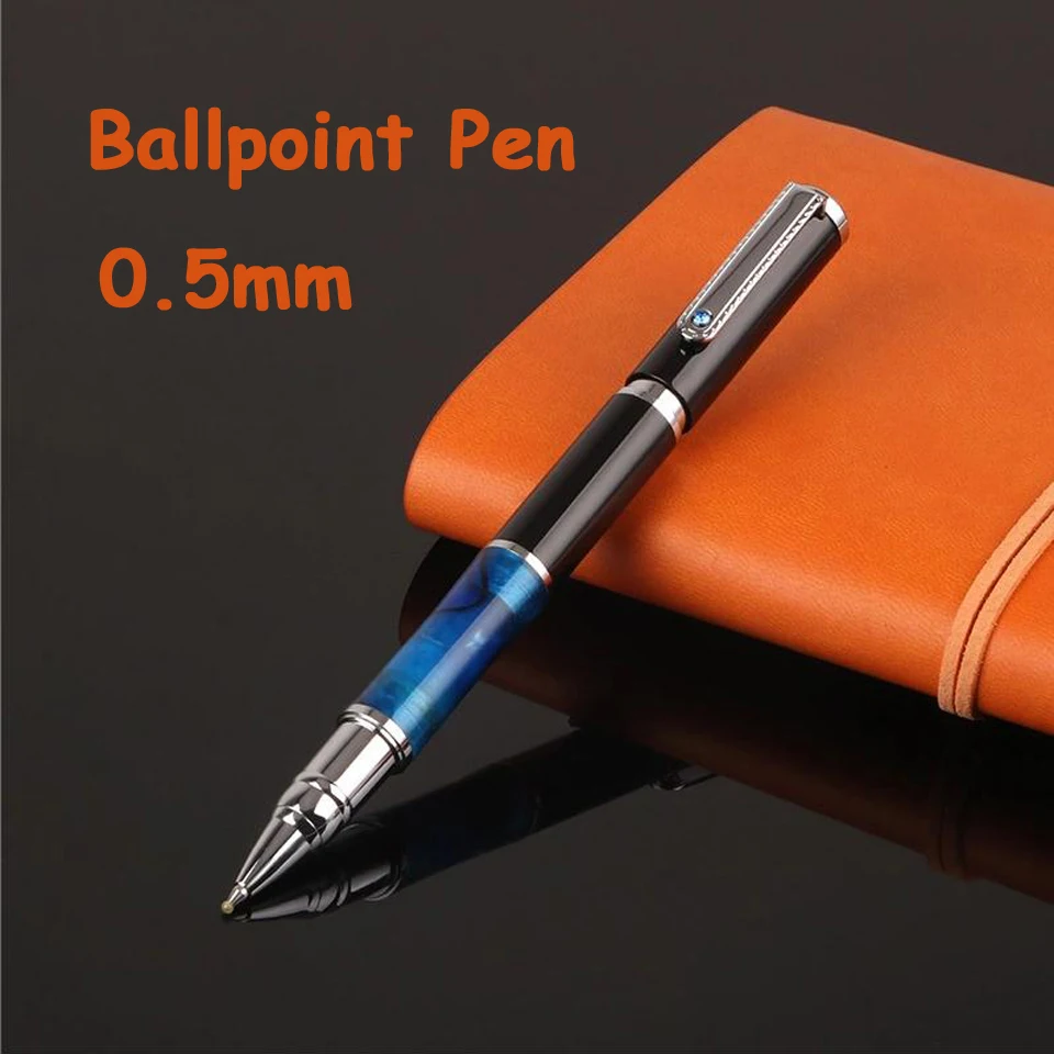 Metal Plus Acrylic Business Pen 0.5mm Black/Blue Ink High Quality Ballpoint Pen For Student Gift Pen Office Stationery Supplies - Цвет: Ballpoint Pen