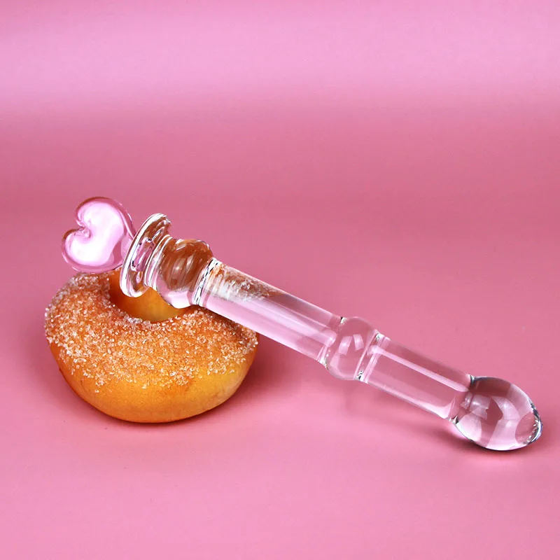 Anal Beads Pink Heart Butt Plug Glass Dildo Vaginal and Anal Stimulation Anal Plug Sex Toys for Women