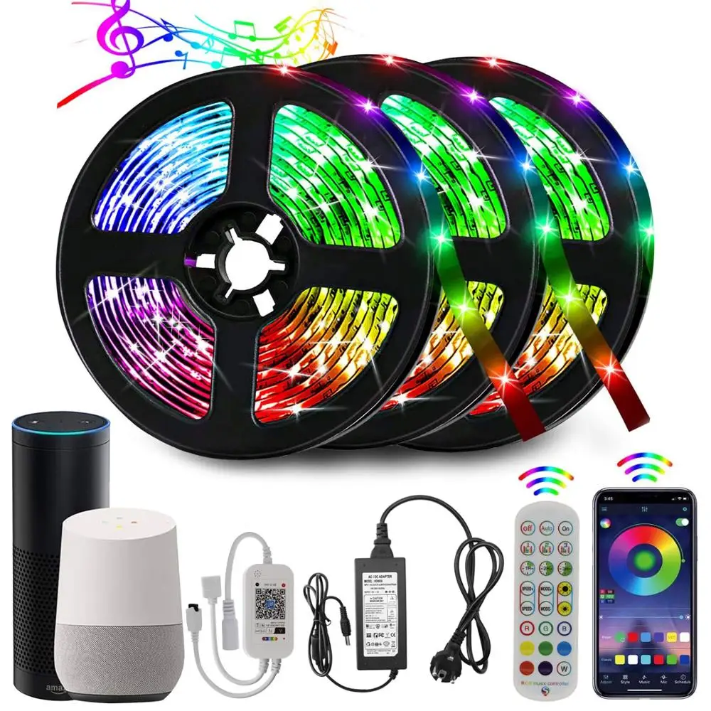 

LED Strip Light WIFI Controller Waterproof Led Lighting RGB Luces Led Bedroom Decoration Neon Strip New Year Christmas Lights