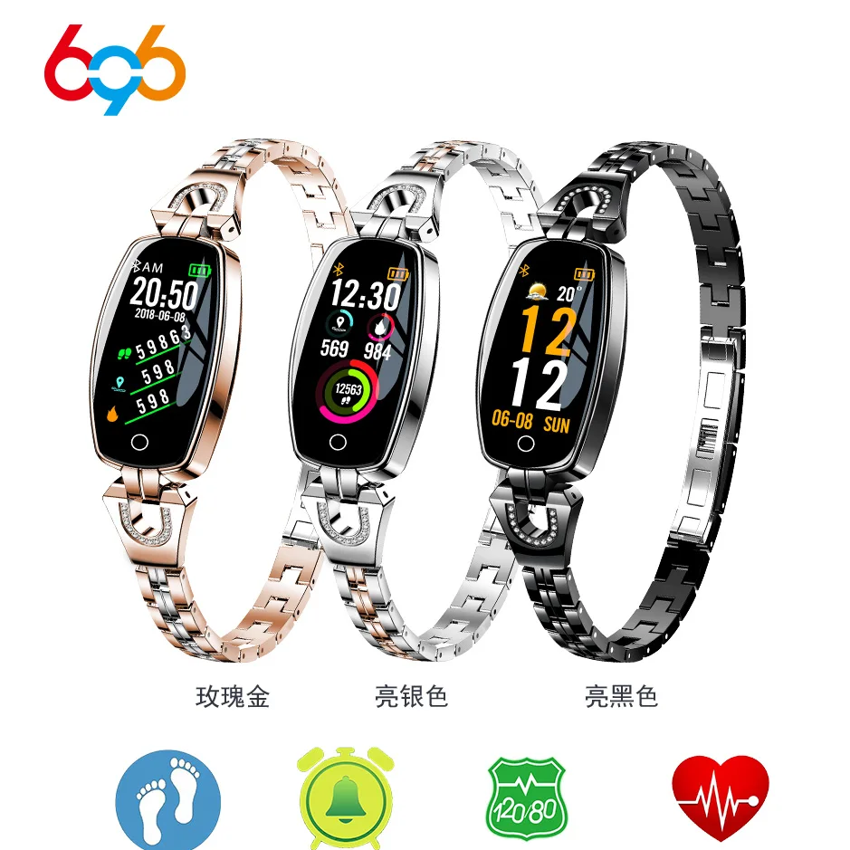 

696 Smart H8 Women Bracelet Heart Rate Blood Pressure Pedometer Waterproof Fitness Activity Tracker H1 H2 Smart Bracelet Band