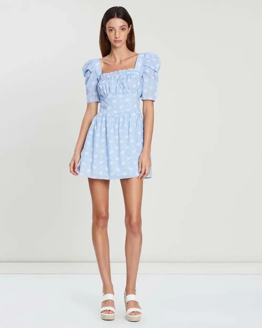 

Europe And America 2019 Summer WOMEN'S Dress New Style Small Floral Floral Printed Dress High-waisted Fresh Base Short Skirt