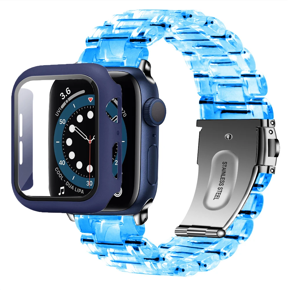 Для apple watch band series 6 5 4 3 se 44 мм 40 42 38 ремешок + Чехол встроенный защитный чехол из