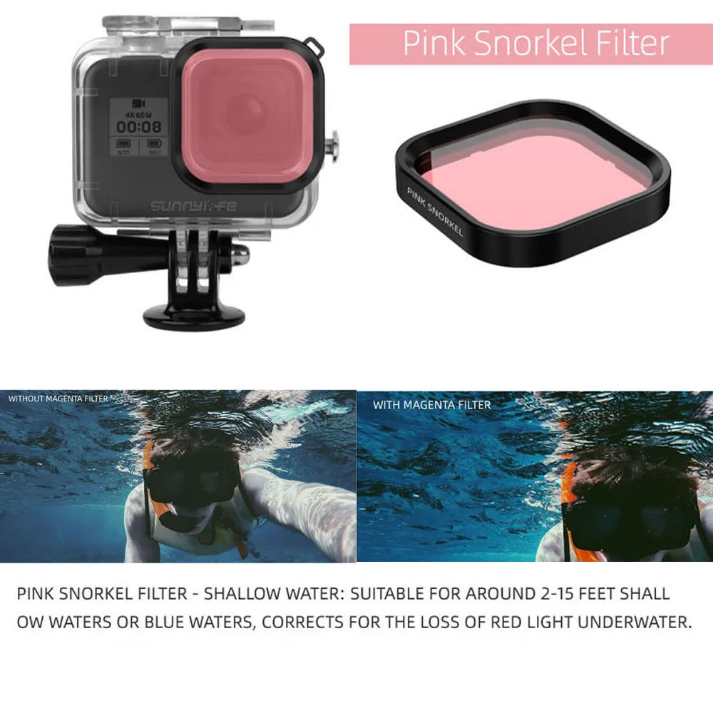 60 м подводный водонепроницаемый чехол для GoPro 8 защитный корпус водонепроницаемый корпус объектив камеры фильтры Дайвинг Плавательный набор