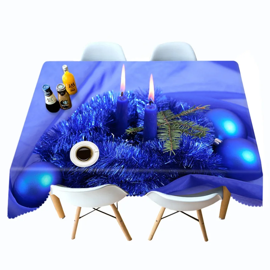 Style B Утолщенная хлопковая Рождественская скатерть, 3D, золотой фонарь и дерево, прямоугольная/Круглая Скатерть для свадьбы, пикника, вечерние - Цвет: Style B