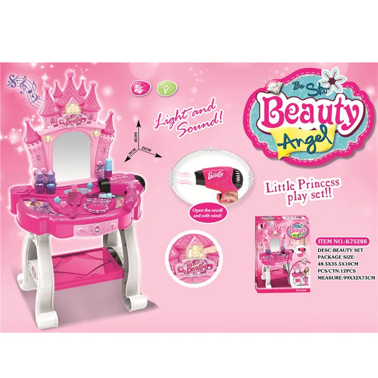 

Children Play House Toys Electric Light Music Dream Castle Crown Hairdressing Dressing Table