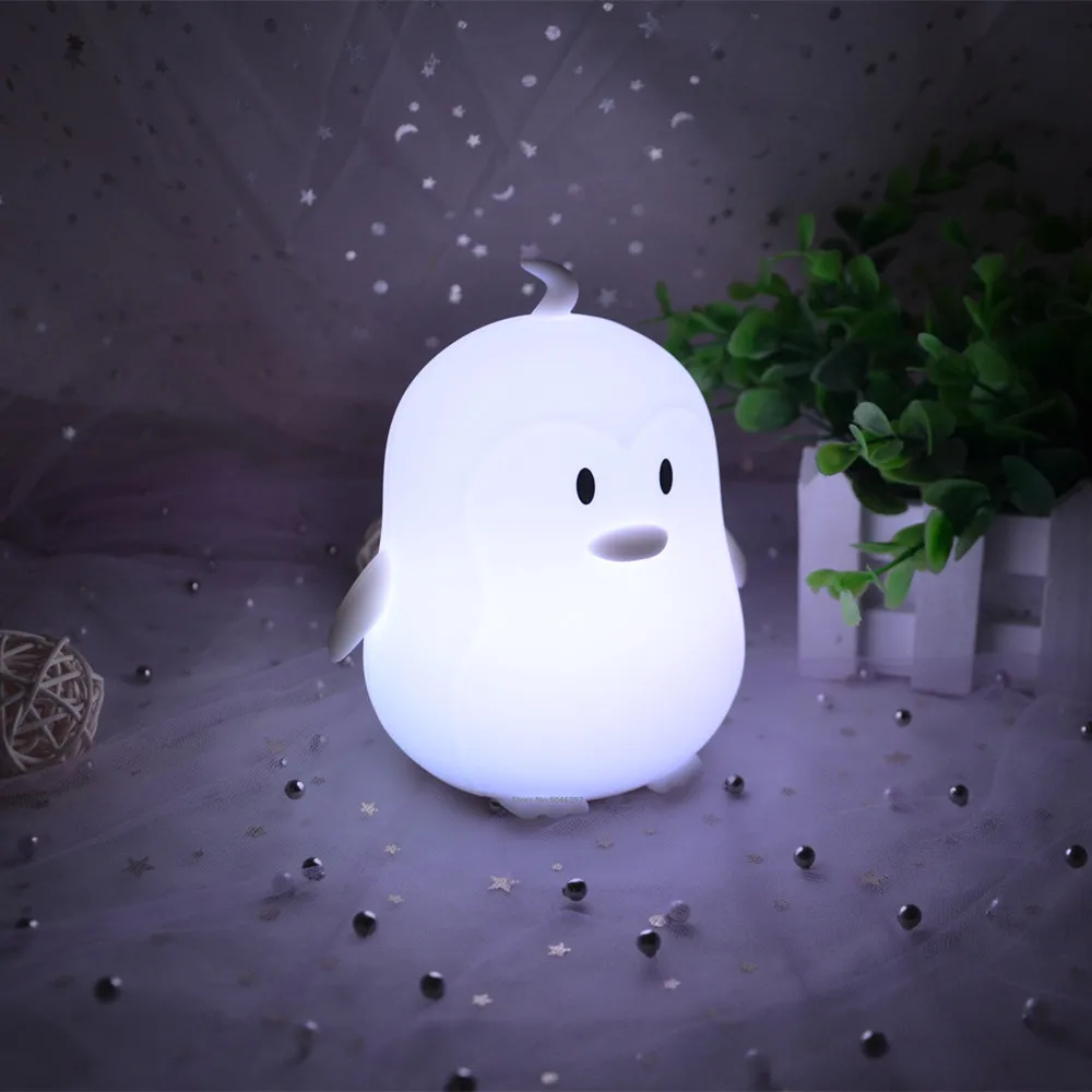 Silicone Penguin Night Light Touch Sensor Remote Control Dimming Timer Rechargeable RGB LED Night Lamp for Children Baby Gift mushroom night light