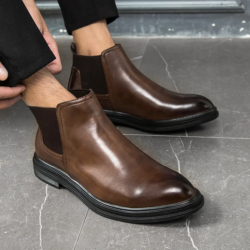 Size38-48; коричневые кожаные ботинки; Мужская винтажная обувь; мужские новые черные водонепроницаемый военные сапоги; Мужские модельные ботинки; кожаная мужская обувь в стиле панк
