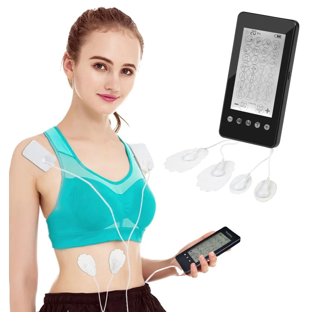 Ten Unit 28 Modes-Electric Physiotherapy Massager Adjustable Lightweight Myostimulator Adhesive Gel Muscle Therapy Stimulation