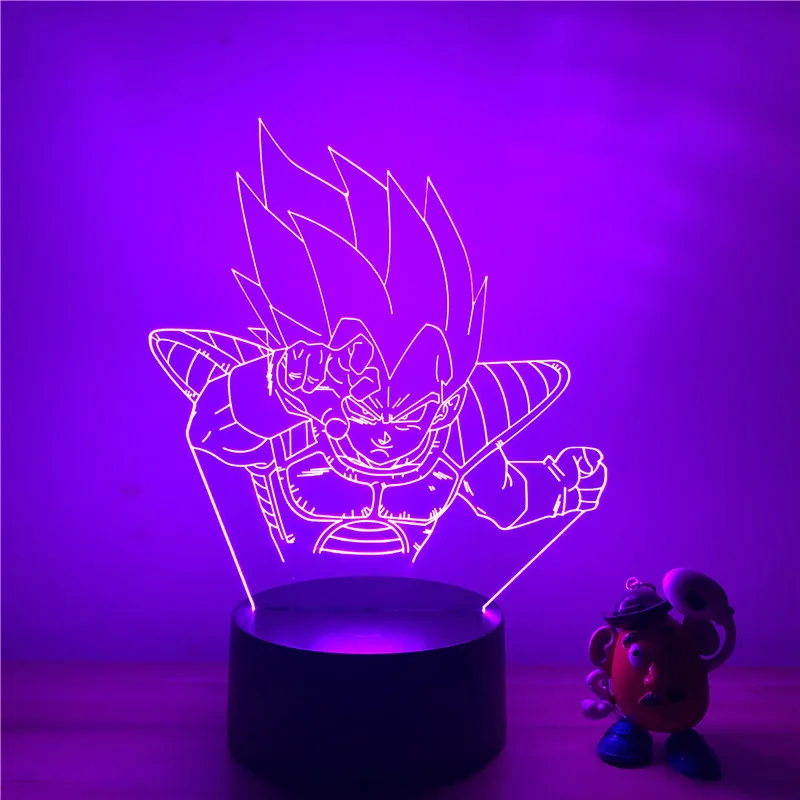 Dragon Ball Z Вегета ГОКу супер сайян, «Жемчуг дракона 3D светодиодный Ночной светильник 7 цветов сенсорный оптический Иллюзия фигурку настольная лампа украшения