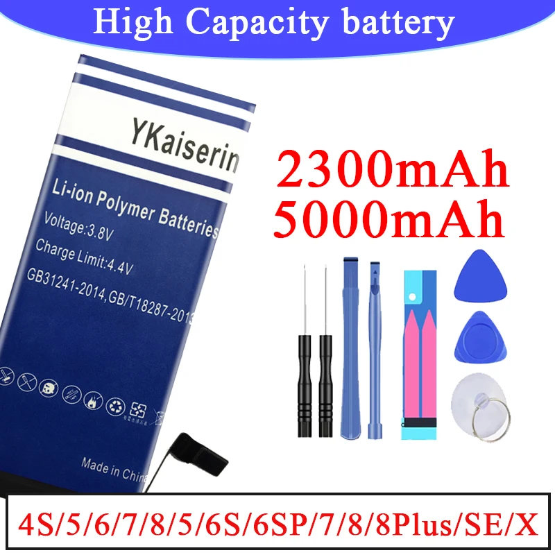 Аккумулятор большой емкости для Apple IPhone 4s 6S 6 7 8 Plus 5S 5 X SE 6Plus 7Plus Сменный аккумулятор