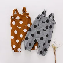 Летний комбинезон в горошек для мальчиков и девочек, модная детская одежда, штаны для мальчиков 0-2 лет