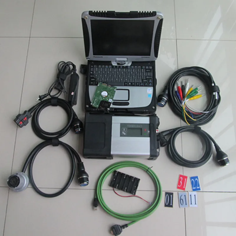 Super MB Star C5 SD Подключение к ноутбуку cf19 Toughbook CF-19 диагностический ПК с mb star c5 новейшее программное обеспечение,12 hdd для sd c5 - Цвет: c5 cf19 hdd 320gb