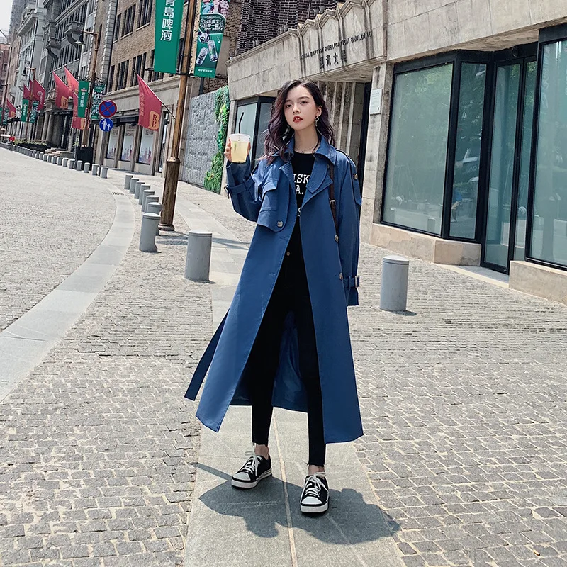

Trench Coat Women's Mid-length 2019 Spring And Autumn New Style Europe And America INS Online Celebrity Popular Korean-style Loo