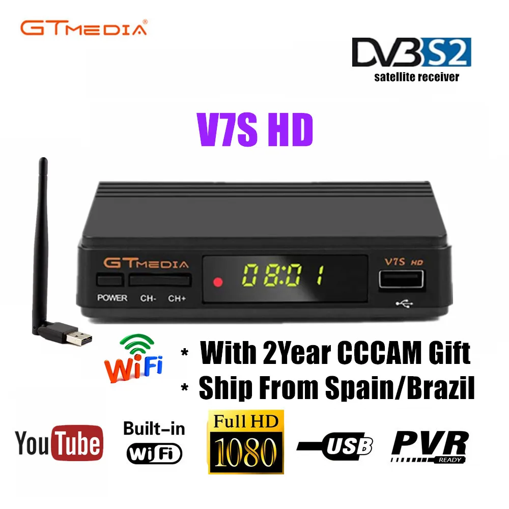 

Original Freesat V7 GTMEDIA V7S Full HD Satellite Receiver DVB-S2 HD decoder Support 2 year cccam receiver powervu set top box