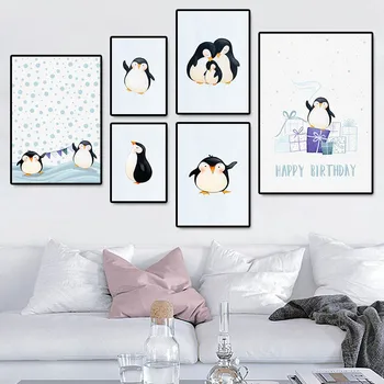 

Animal Canvas Cartoon Penguin Poster Print Painting Wall Art Picture Decor Painting Canvas Bedroom Home Decoration Frameless