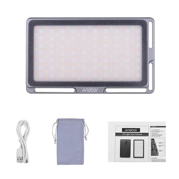 

Andoer Portable RGB LED Video selfie Light Panel Dimmable 2500K-8500K Mini Pocket Camera Fill Light OLED Screen Built-in Battery
