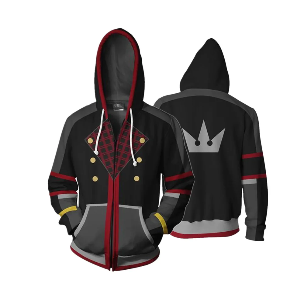 3D Full Printed Mens Hoodies Game Kingdom Hearts Sora Riku Zipper Cosplay Pullover Coat Unisex Fashion Jumper Sweatshirt - Цвет: 1