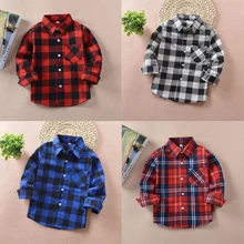 HI& JUBER/Детская клетчатая рубашка для мальчиков и девочек Детские хлопковые топы, Детская рубашка