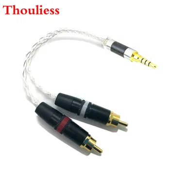 

Thouliess 3.5mm TRRS Balanced Male to 2 RCA Male Audio Adapter Cable 7N OCC Copper Silver plated Audio Cable