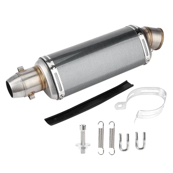 

51mm/2in Stainless Steel Motorcycle Scooter Exhaust Pipe Carbon Fiber Texture Fit for Yamaha R3 R6 R15 for Kawasaki ninja 250