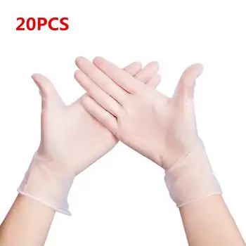 

20Pcs Disposable PVC Safety Gloves Safety Gloves Home Kitchen Dining Transparent PVC Film Protective Safety Gloves for Men Women