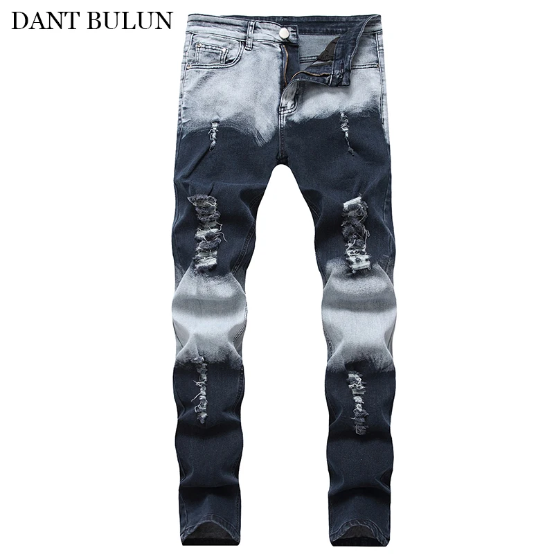 

Men Jeans Hip Hop Slim Fit Denim Pants Ripped Distressed Designer Black Jeans Casual Stretchy Men's Jean Trousers Droshipping