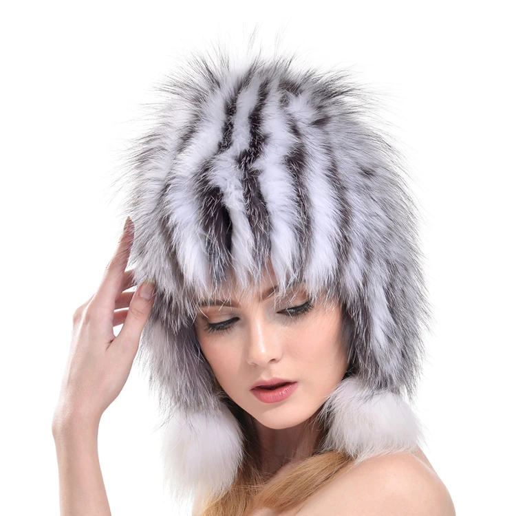 YC Fur зимняя теплая шапка s шапки женские Прошитые полосы Лисий мех шапки-бомберы с наушниками шапка для дам