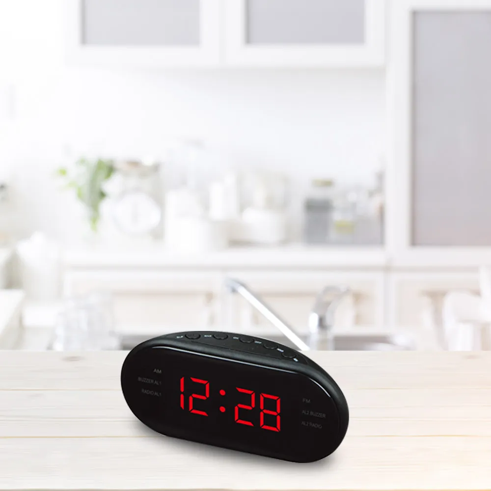 Onever Car Electronic LED Clock Desktop Alarm Digital Table Radio Time Supply Gift Home Snooze Function EU Plug AM/FM | Автомобили и