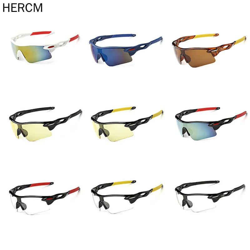 

Hercm Fashional Cycling Eyewear Unisex Outdoor Sunglass UV400 Bike Cycling Glasses Bicycle Sports Sun Glasses Riding Goggles