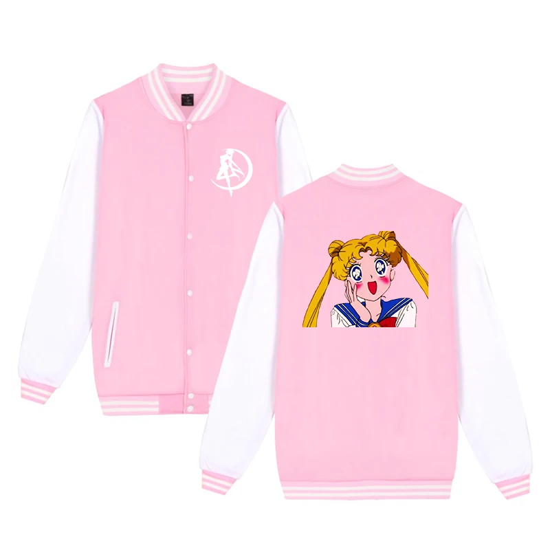 Sailor Moon, Женская бейсбольная куртка, Осень-зима, Harajuku, куртки и пальто для девочек-подростков, модная бейсбольная форма в стиле хип-хоп