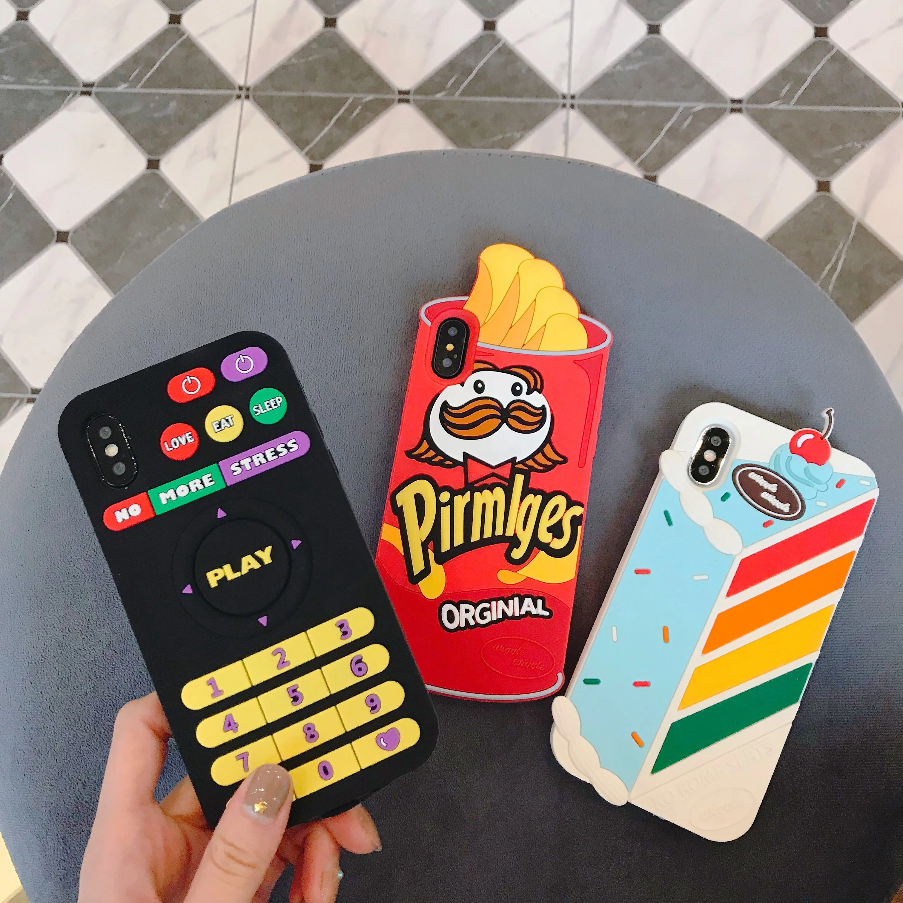 Для iPhone 11 11 Pro X XS XR XS Max 6 6s 7 8 Plus 3D мороженое пульт дистанционного управления мультяшный Мягкий силиконовый чехол задняя крышка для телефона