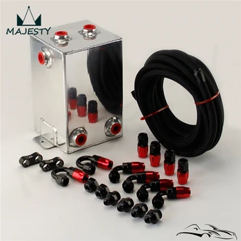 

4L Aluminium Surge tank kit mirror polish Fuel 4L Universal Complete Fuel Surge Tank 4 Litre Swirl Pot System kit BLACK