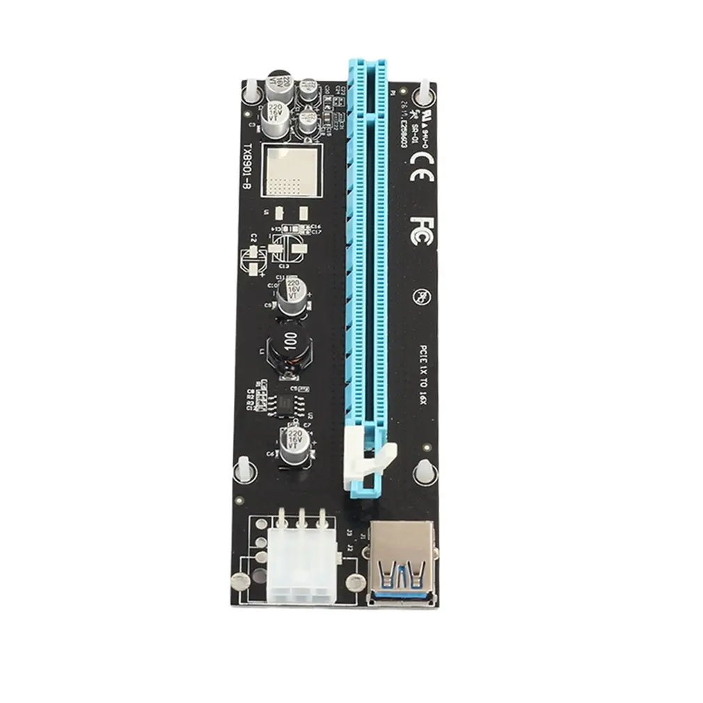 Мини PCI-E Express PCI-E Riser Card 1Х до 16Х с SATA 6pin кабелем USB 3,0 Riser для bitcoin Miner BTC машины