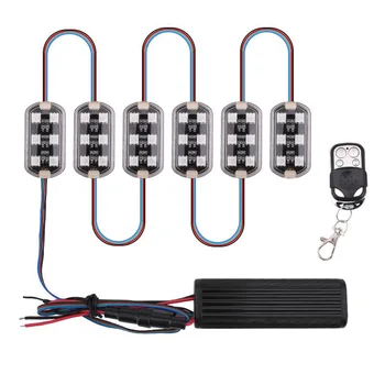 

Car Atmosphere Light 6 RGB LED Motorcycle Wireless Remote Control Neon Lighting Moto Decorative Strip Lamp