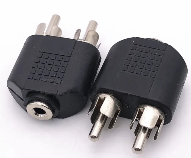 

Переходник со штекера 3,5 мм на 2 штекера RCA для стереозвука, серебристый переходник со звуком и голосовым разъемом