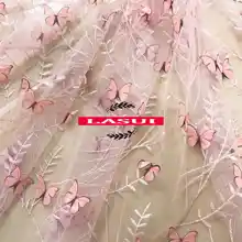 LASUI Новинка 1 ярд = 1 шт. Высококачественная розовая 3D бабочка вышитые сетчатые кружева ткань DIY модная швейная ткань X0585
