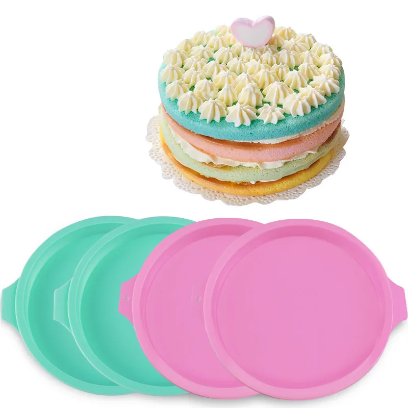 

4pcs baking tools for cakes Silicone Cake Round Shape Bread Pan Layered Cake Round Shape Mold Pizza Baking Pans bakeware 6/8Inch