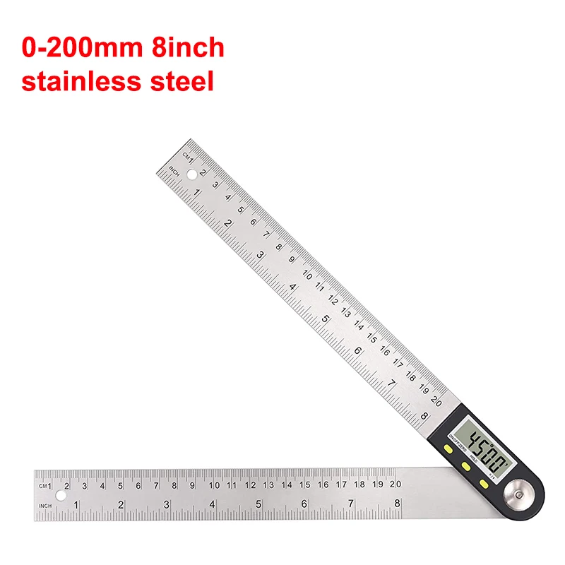 200mm Stainless Digital LCD Protractor Inclinometer Goniometer Level Measuring Tool Electronic Plastic Angle Gauge Angle Ruler