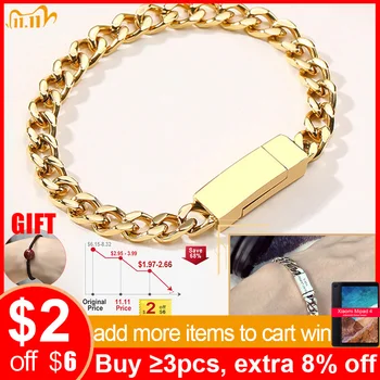 

Vnox Minimalist Bracelet for Men Women Engrave Logo Name Glossy Stainless Steel Basic Miami Cuban Chain Wristband Clasp