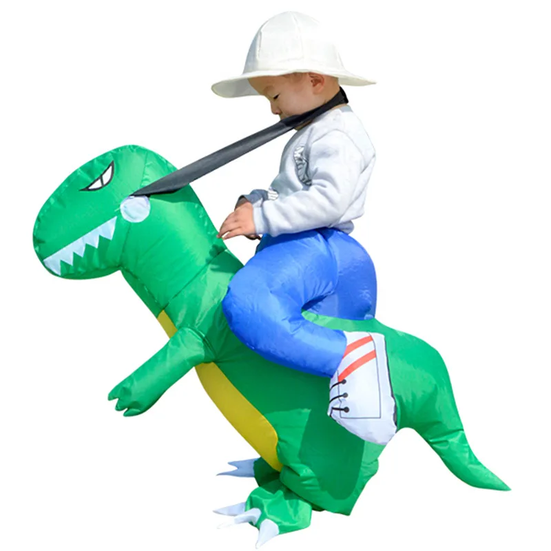 Kids Mascot Green T-REX Dinosaur Inflatable Costume Boys Girls Riding Dino Party Dress Up Costumes Halloween Cosplay Cartoon Toy Kids Mascot Green T-REX Dinosaur Inflatable Costume Boys Girls Riding Dino Party Dress Up Costumes Halloween Cosplay Cartoon Toy