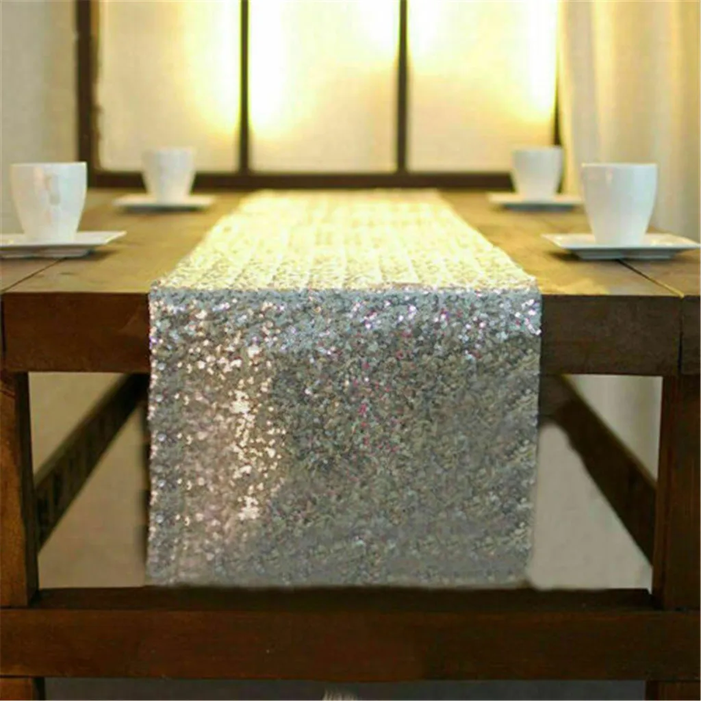  Glitter Silver Sequin Table Runner Cloth Sparkly Wedding Party Decor 30x275CM 2019 Hot Selling Supp