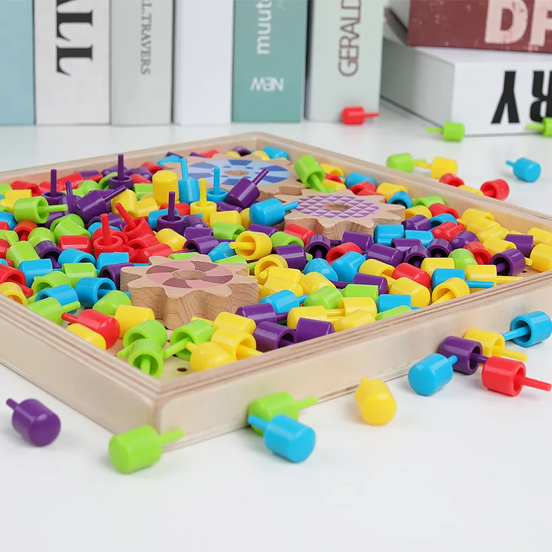 

CHILDREN'S Puzzle Educational Toy Wood Mushroom Nail Combination Assembled Power Strip Baby Intelligence Jigsaw Puzzle