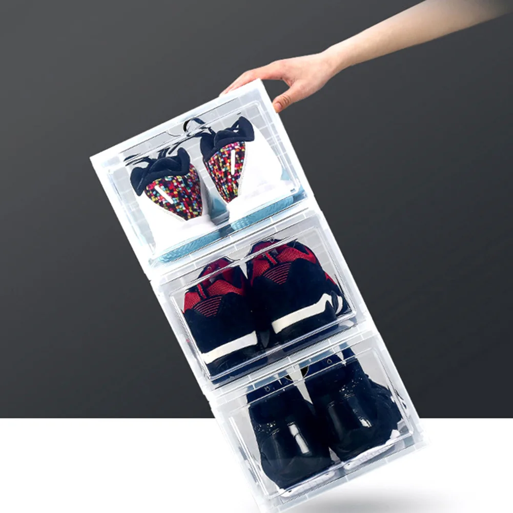 Clear Pp Dust-proof Stackable Flip Drawer Shoes Box Storage Container  Organizer - Shoe Hanger - AliExpress